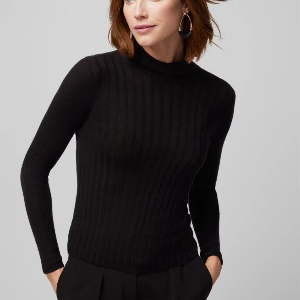 Cashmere blend mockneck ribbed sweater